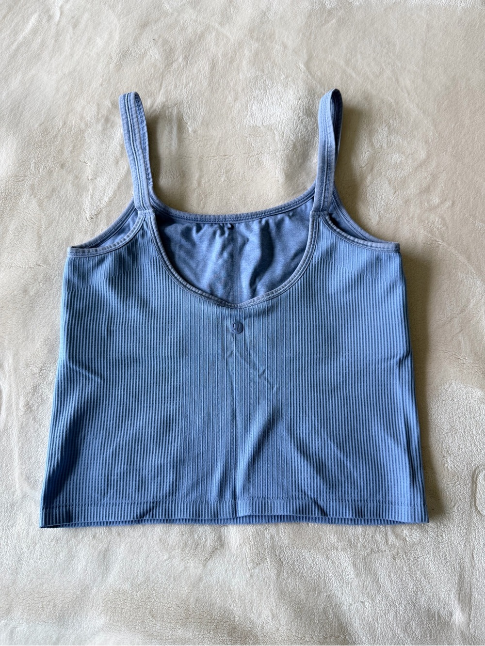 Lululemon Ebb to Street Scoop Neck Cropped Tank Top, size 8, Blue Willow - Picture 5 of 7